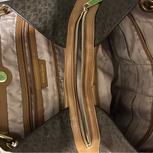 Michael Kors Dark Brown Signature Shoulder Bag - Picture 3 of 9